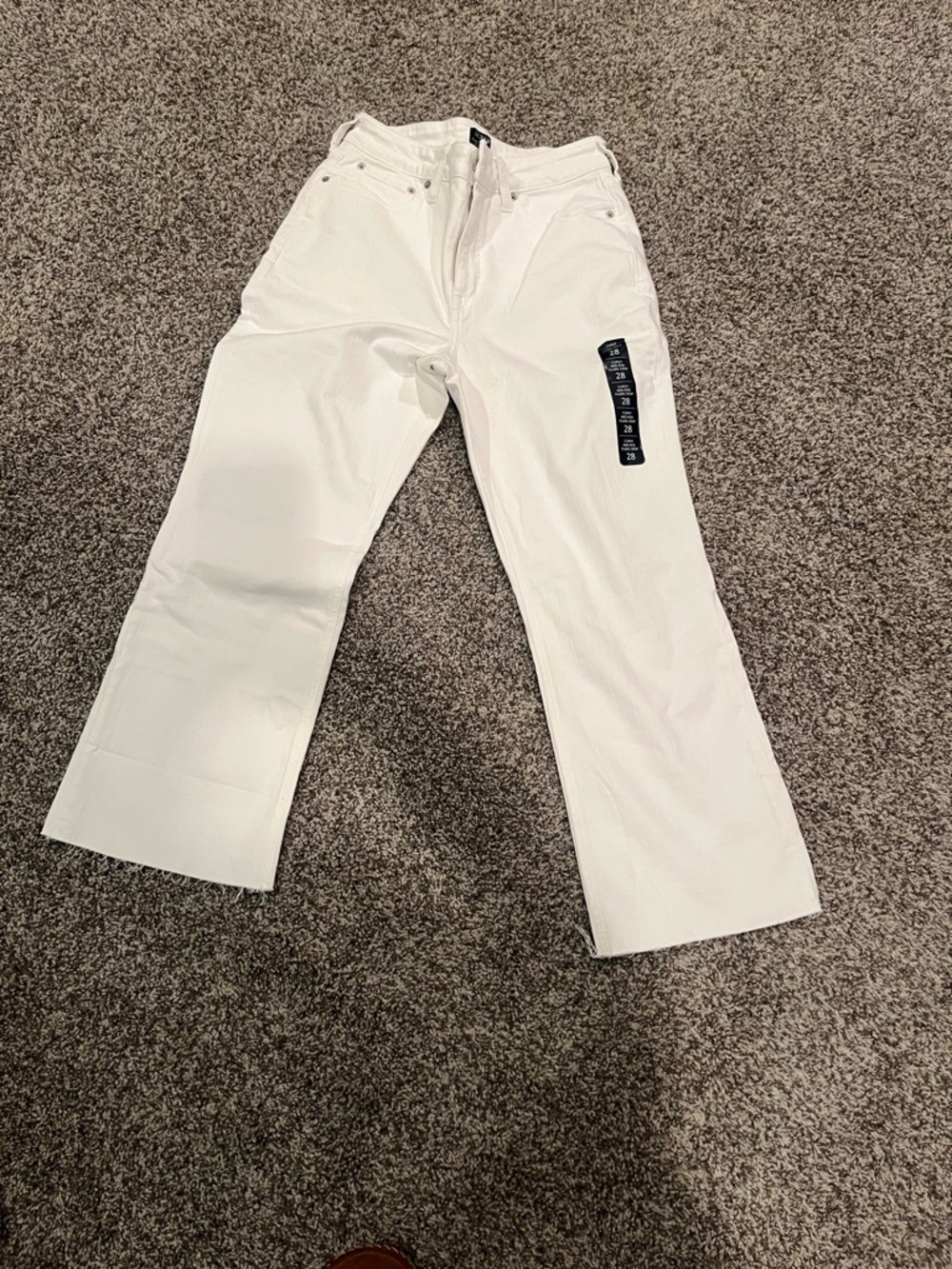 J. Crew White Curvy Mid-Rise Flare Crop Jeans